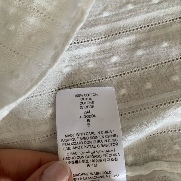 Doen Cosenza Cotton Ruffle V Neck Short Sleeve Blouse Top Salt White - Picture 13 of 15